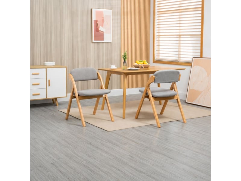  Lot de 2 chaises pliantes en bois rembourrées – housse amovible grise, cuisine, bureau, réception  - Conforama B
