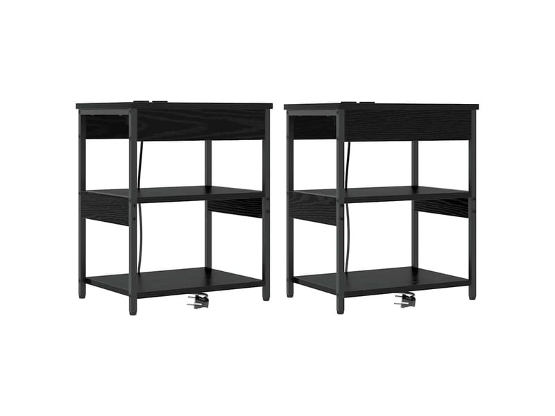  Table de chevet - cabinet de chevet - table de nuit 2 pièces chêne noir 41 x 31 x 51 cm  - Conforama A