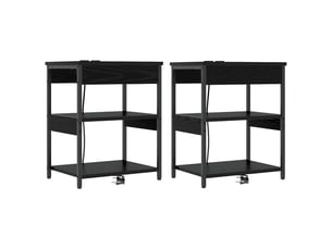 Table de chevet - cabinet de chevet - table de nuit 2 pièces chêne noir 41 x 31 x 51 cm