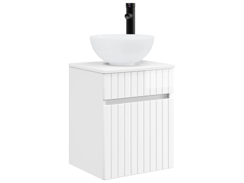  Meuble de lavabo mural, rangement salle de bain blanc brillant 39x35x63 cm  - Conforama A