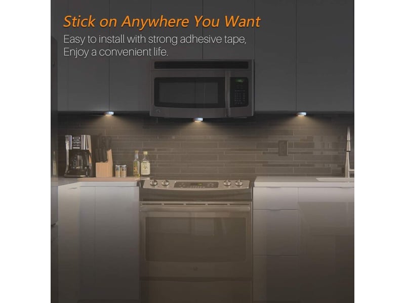  Lot de 6petits spots led tactiles, adhésifs, à piles, intérieur, armoires, armoires, armoires de cuisine, blanc chaud  - Conforama D