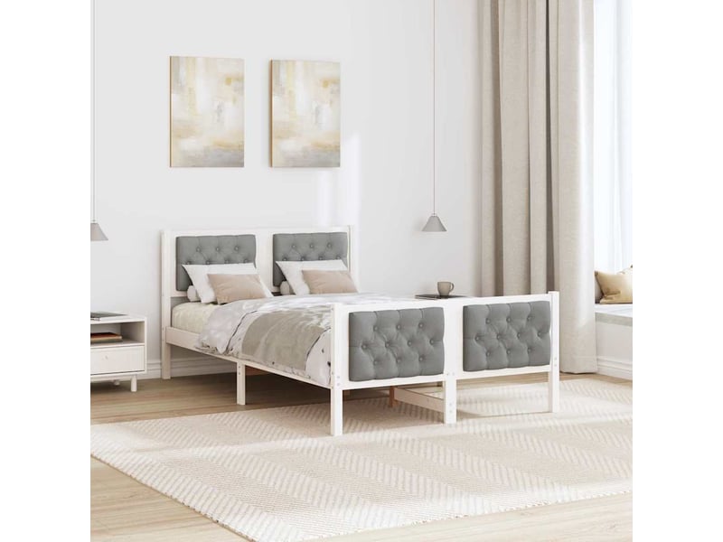  Lit double- lit adulte -  cadre de lit gris clair 120 x 190 cm pin massif  - Conforama C