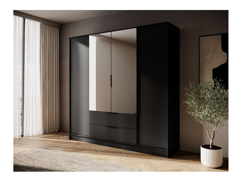  Mirage - armoire 2 tiroirs et 4 portes dont 2 miroirs 206cm  - Conforama B