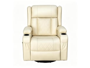 Fauteuil relax manuel Assise Cuir / Caisse PU beige