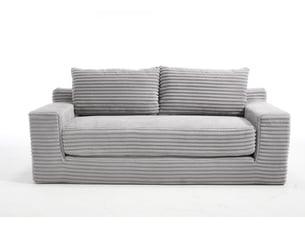 Canapé convertible 2 places 180x85x62 cm avec mousse à mémoire, revêtement côtelé, gris clair