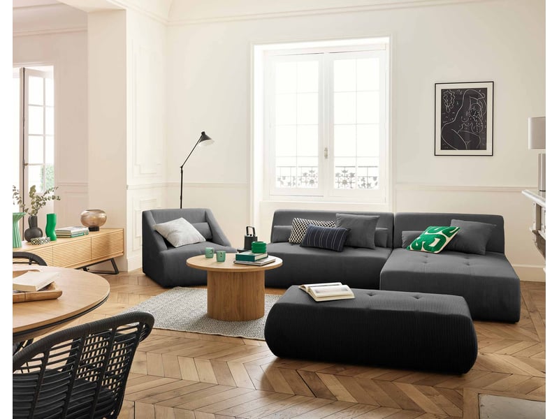  Onyx - canapé modulable d'angle réversible 4 places - en velours côtelé - lisa design - gris foncé ONYX - Conforama B