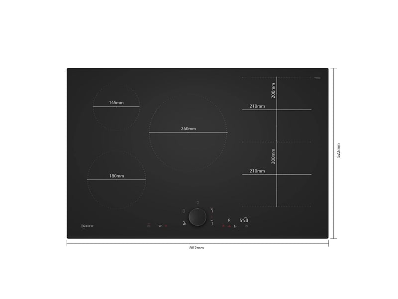  Neff - table de cuisson induction 80cm 5 feux 7400w noir t68nuv4a0 - n 90 T68NUV4A0 - Conforama C