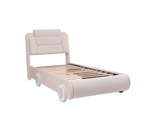 Lit simple 90x200 cm LEYTN   coloris beige