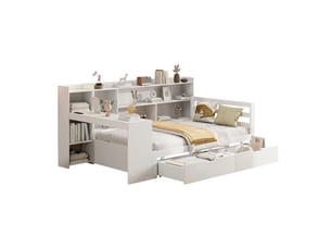 Lit banquette 90x200 cm <strong>SAPGAKS</strong>  <strong></strong> coloris blanc
