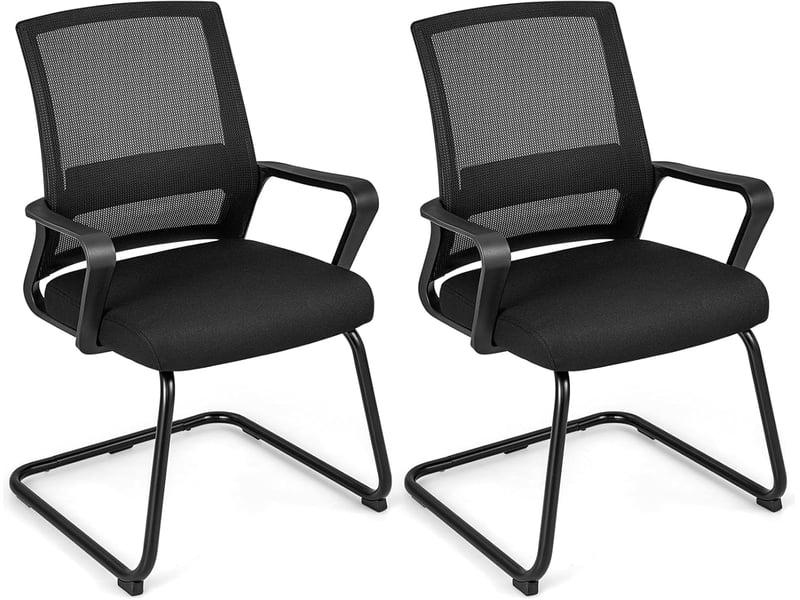 Lot de 2 chaises cantilever avec accoudoirs, chaises de conférence, avec support lombaire, pour salle de conférence et salle de réunion  - Conforama A