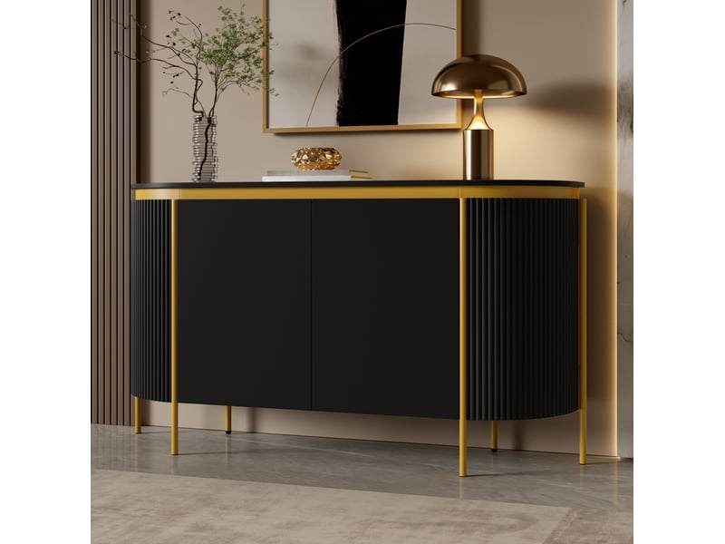 Buffet bas tcqpz 140 x 38 x 80 cm 4 portes sans poignées mdf noir - Conforama B