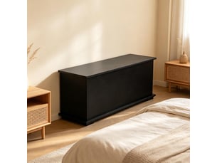 Banc coffre de rangement en panneau de particules noir 100 x 40 x 40 cm
