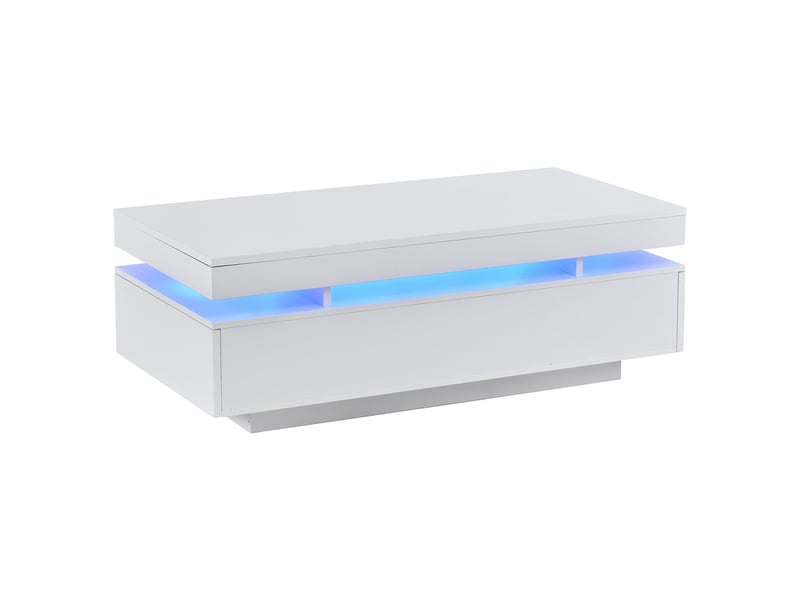 Table basse 2 tiroirs appoint led brillante thé café salon blanc  - Conforama A