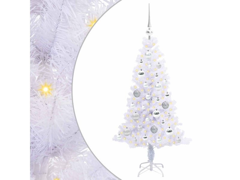  Sapin de noël - arbre de noël artificiel avec 150 led blanc 120 cm pvc et acier  - Conforama A