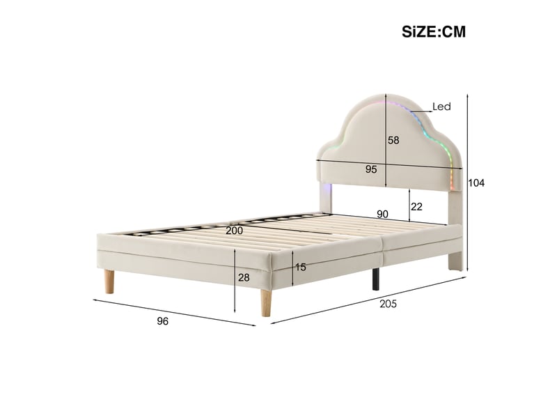  Lit simple 90x200cm coloris beige lit enfant beige - Conforama C