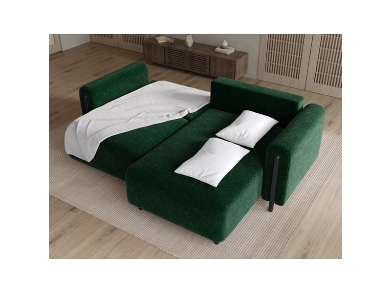  Canapé d'angle convertible arvessa vert émeraude chenille – angle droit  - Conforama D