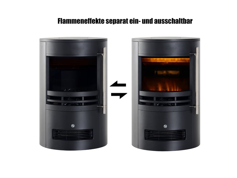  Cheminée électrique avec chauffage, noire, effet flammes led et 9002000 w  - Conforama R