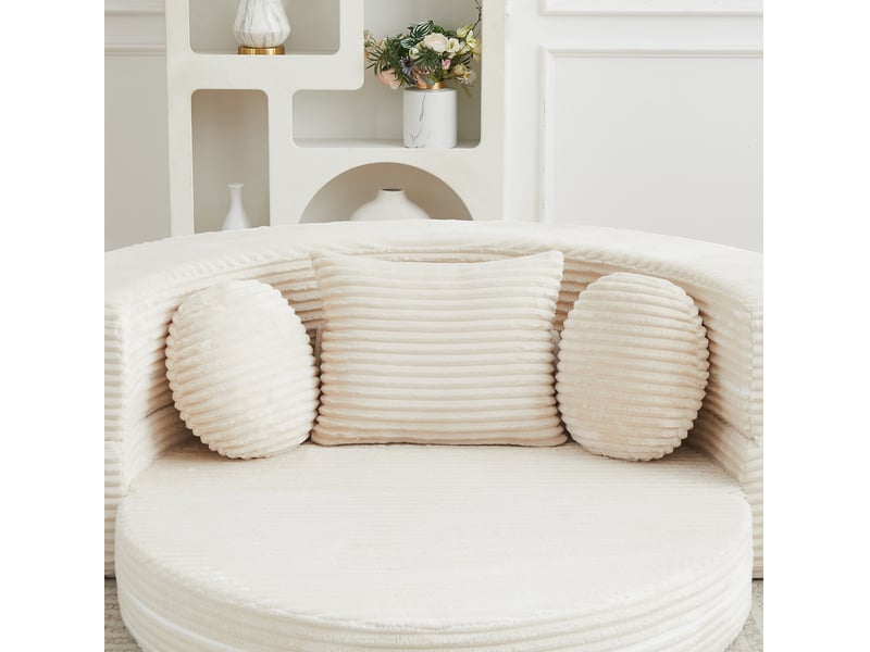  Canapé convertible 4-en-1, canapé 1 place en velours côtelé beige  - Conforama R