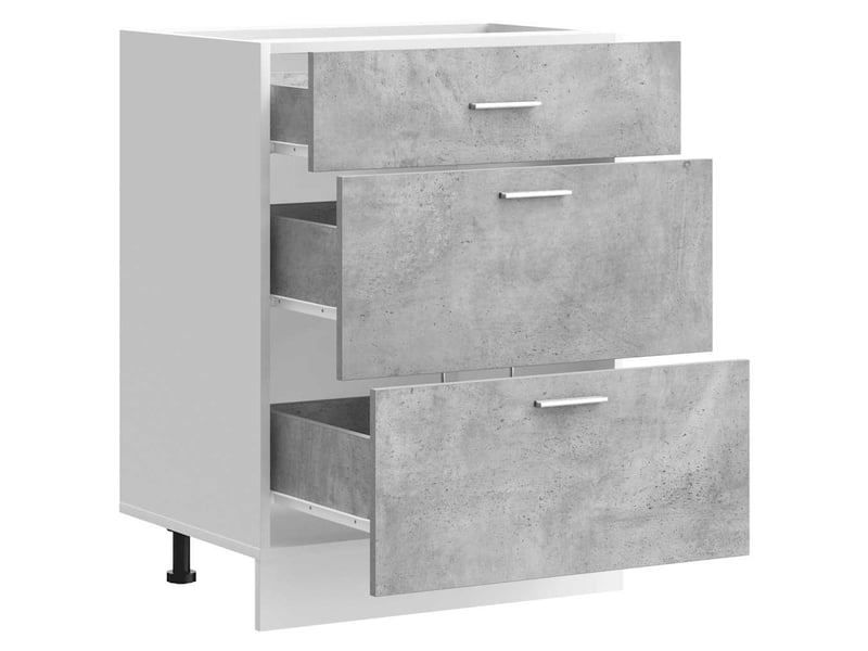 Meuble bas cuisine ; armoire de plancher ; armoire de cuisine gris béton bois d'ingénierie - Conforama E