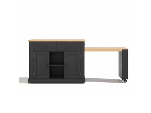 Chariot de cuisine 132235 x 60 cm plateau repas extensible 7 roulettes étagères de rangement réglables table-bar escamotable
