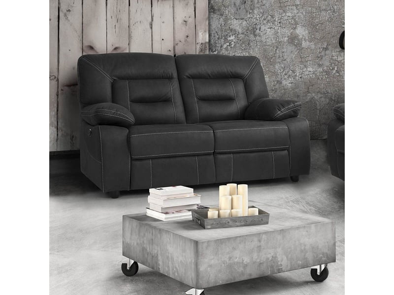  Canapé 2 places relax électrique tissu aspect peau anthracite  - ortolis ORTOLIS - Conforama B