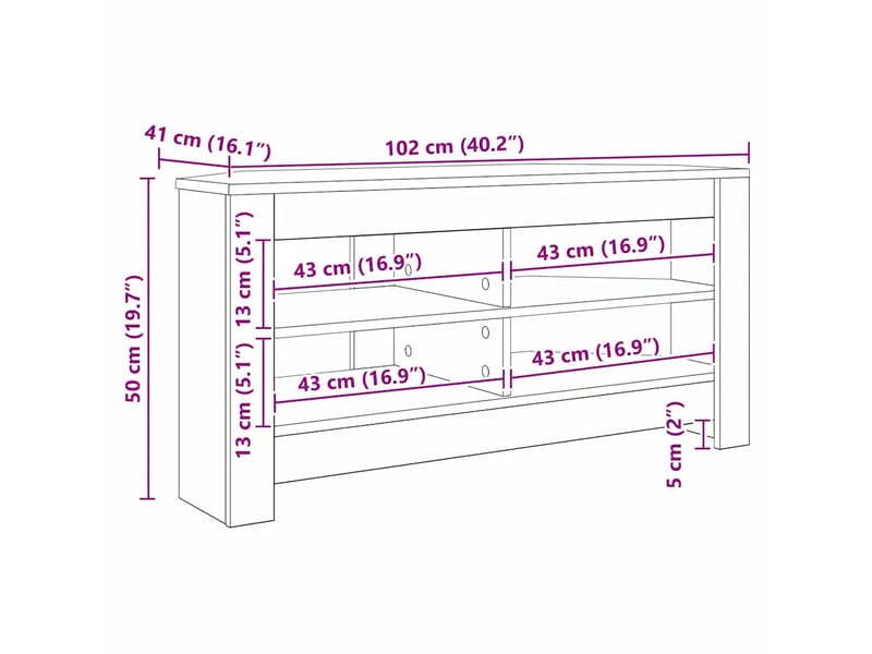  Meuble tv d'angle moderne avec 2 étagères 102 x 40,5 x 45 cm en bois d'ingénierie chêne artisanal 02_0054688  - Conforama E