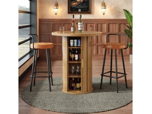 Table de bar ronde 60x60x91,6 cm avec rangement en mdf effet bois