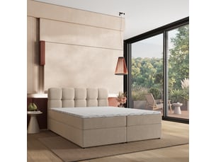Lit avec rangement 180x200 cm <strong>MASSENO</strong> <strong></strong> coloris beige