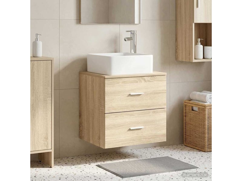  Vanité de lavabo mural, meuble de rangement chêne sonoma 49.5x41x63 cm shl7315  - Conforama B