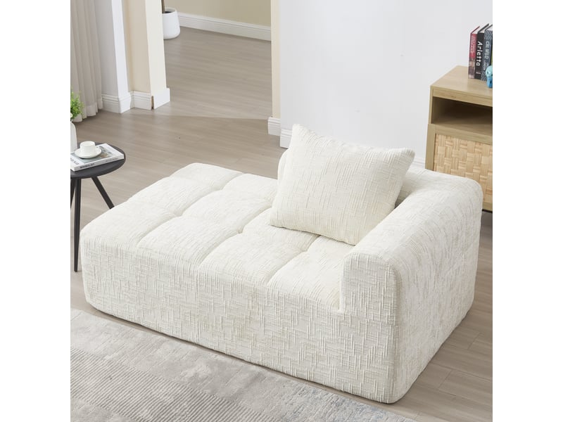  Canapé tissu en chenille douce avec coussin,canapé avec poches latérales,canapé modulable,design moderne beige 158x90x60cm - Conforama B