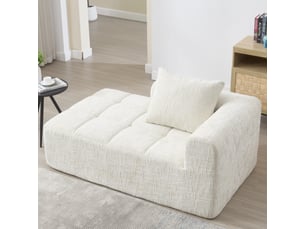 Canapé droit compressé fixe NECHE 158x90x60cm 1 place Tissu Beige