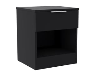 Table de chevet trega 1 tiroir, commode de nuit, chambre, rangement, 41x39x28cm, noir