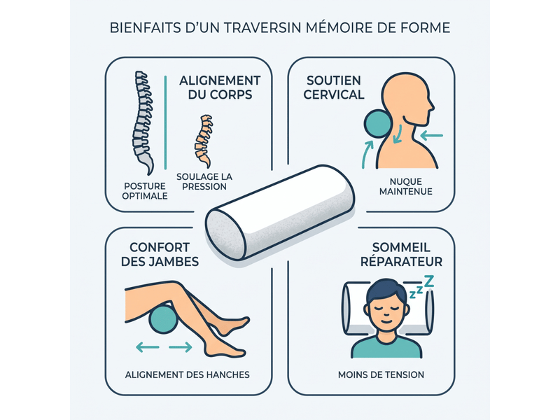 Traversin mémoire de forme hôtel - 90 x 35 cm - déhoussable - collection jacquard C06-TRV09 90/40 - Conforama C