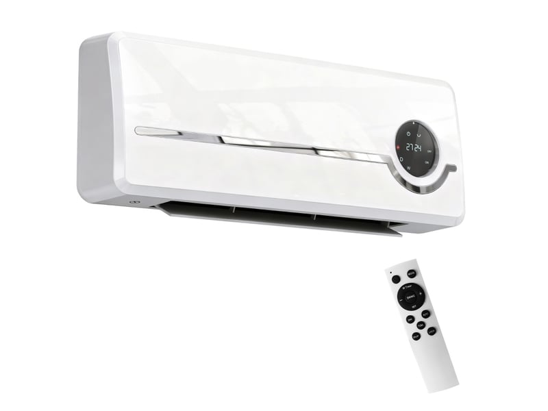  Chauffage soufflant mural en céramique blanc 2000 w avec télécommande et écran led  - Conforama A