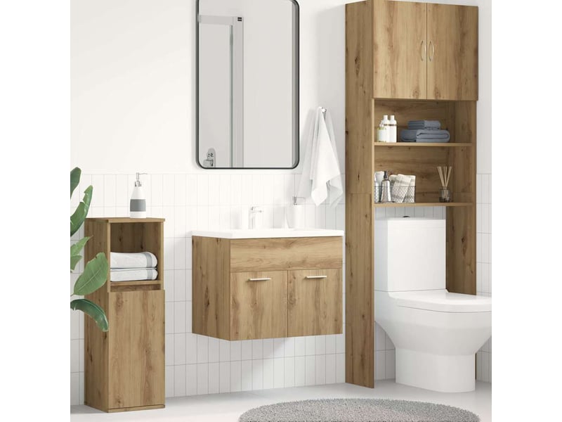 Meuble sous-vasque salle de bain en chêne massif 60x38.5x46cm bois d'ingénierie  - Conforama B
