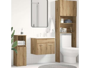 Meuble sous-vasque salle de bain en chêne massif 60x38.5x46cm bois d'ingénierie