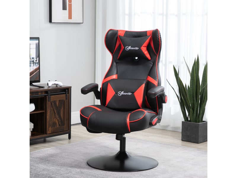  Fauteuil de jeu, haut-parleurs intégrés, dossier inclinable, noir et rouge, 69 x 73 x 118 cm  - Conforama C