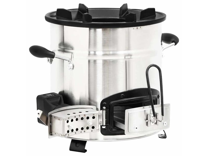  Poêle à bois avec ventilateur usb argenté 35,5x26x28 cm inox  - Conforama D