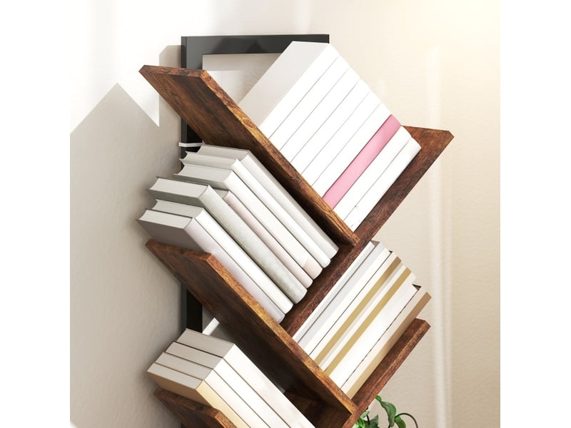  Bibliothèque étagère 9 niveaux 50 x 24 x 136 cm – marron rustique – design arbre pour rangement  - Conforama D