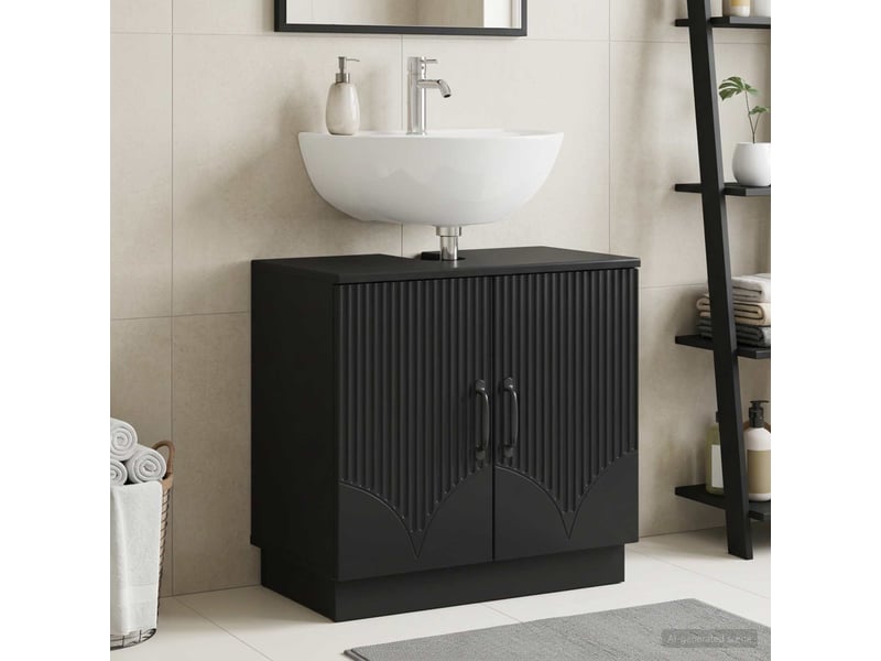 Meuble sous lavabo de salle de bain hoorn noir cf64914  - Conforama B