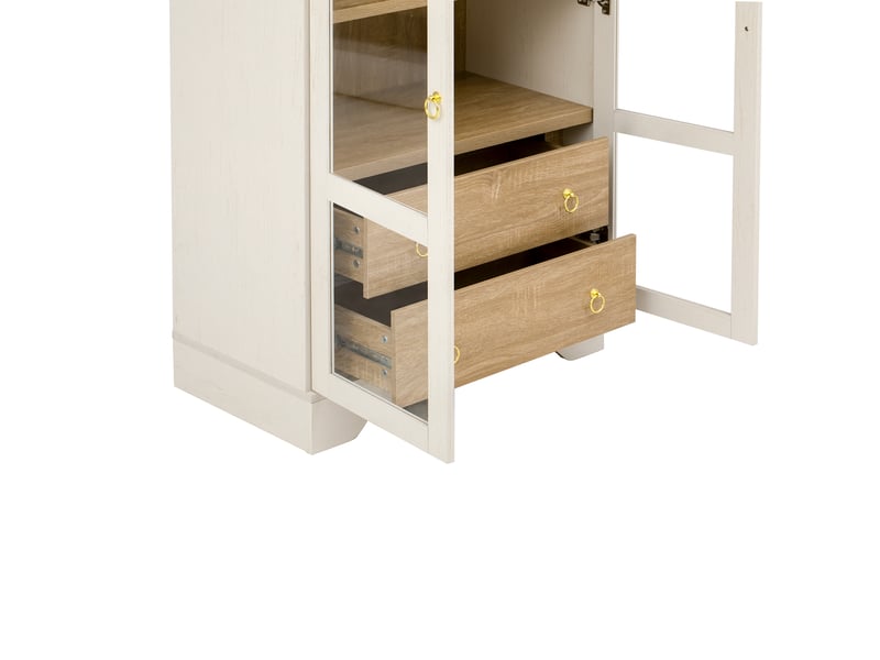  Buffet haut avec portes en verre et 2 tiroirs blanc 76.2 x 40.1 x 180 cm  - Conforama E