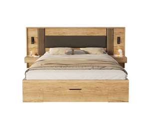 Lit avec rangement 160x200 cm MODENVIE coloris naturel
