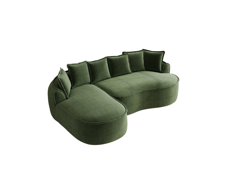 Canapé nuage modulable 3 places en chenille vert, convertible avec méridienne  - Conforama A