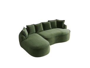 Canapé d'angle compressé gauche fixe <strong>MAISENTIEL</strong> <strong></strong> 3 places Tissu Vert