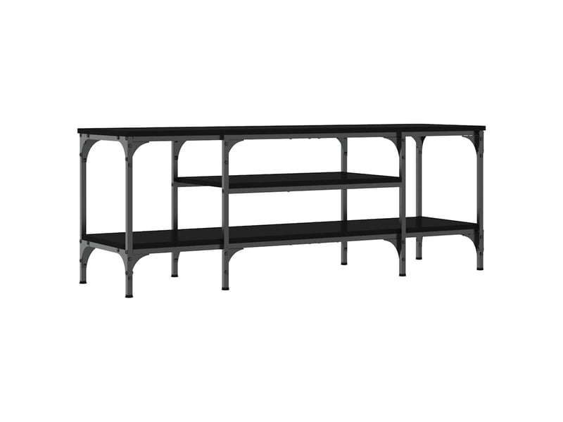  Meuble tv - banc tv - meuble de rangement noir 121x35x45 cm bois d'ingénierie et fer  - Conforama A