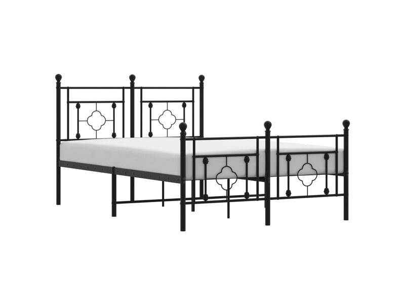 Lit double- lit adulte - cadre de lit métal sans matelas avec pied de lit noir 120x190cm - Conforama A