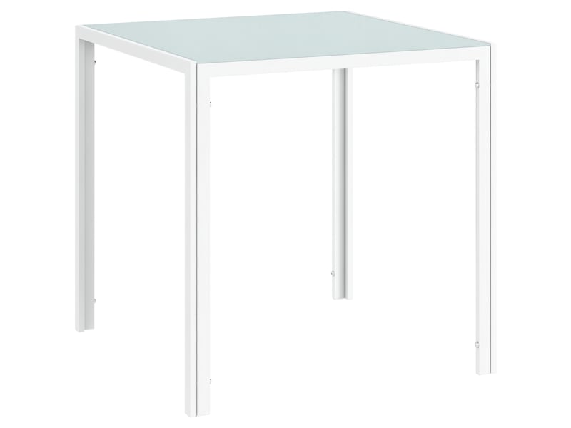 Table de salle à manger carrée en verre pour 4 personnes, avec pieds en métal, idéale pour le salon, 75 x 75 x 75 cm, blanche. - Conforama A