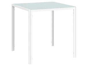 Table de salle à manger carrée en verre pour 4 personnes, avec pieds en métal, idéale pour le salon, 75 x 75 x 75 cm, blanche.
