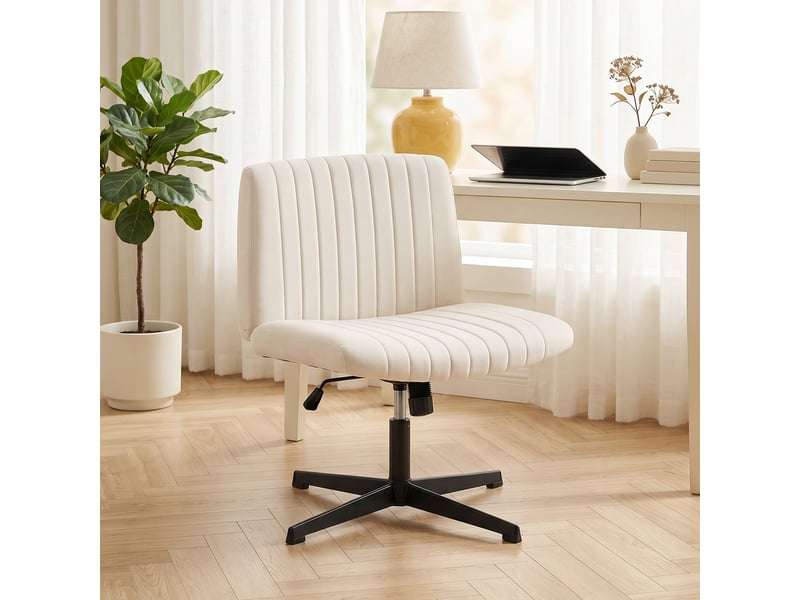 Chaise de bureau blanc crème en lin hauteur réglable pivotante charge max 120 kg style schneidersitz - Conforama B