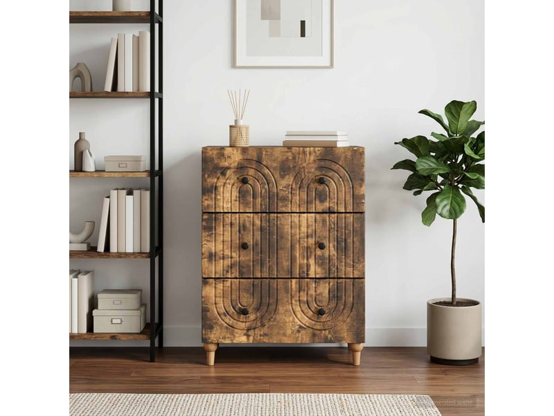  Armoire de rangement bureau, armoire à tiroirs chêne fumé 66 x 34,5 x 90 cm shl24  - Conforama B